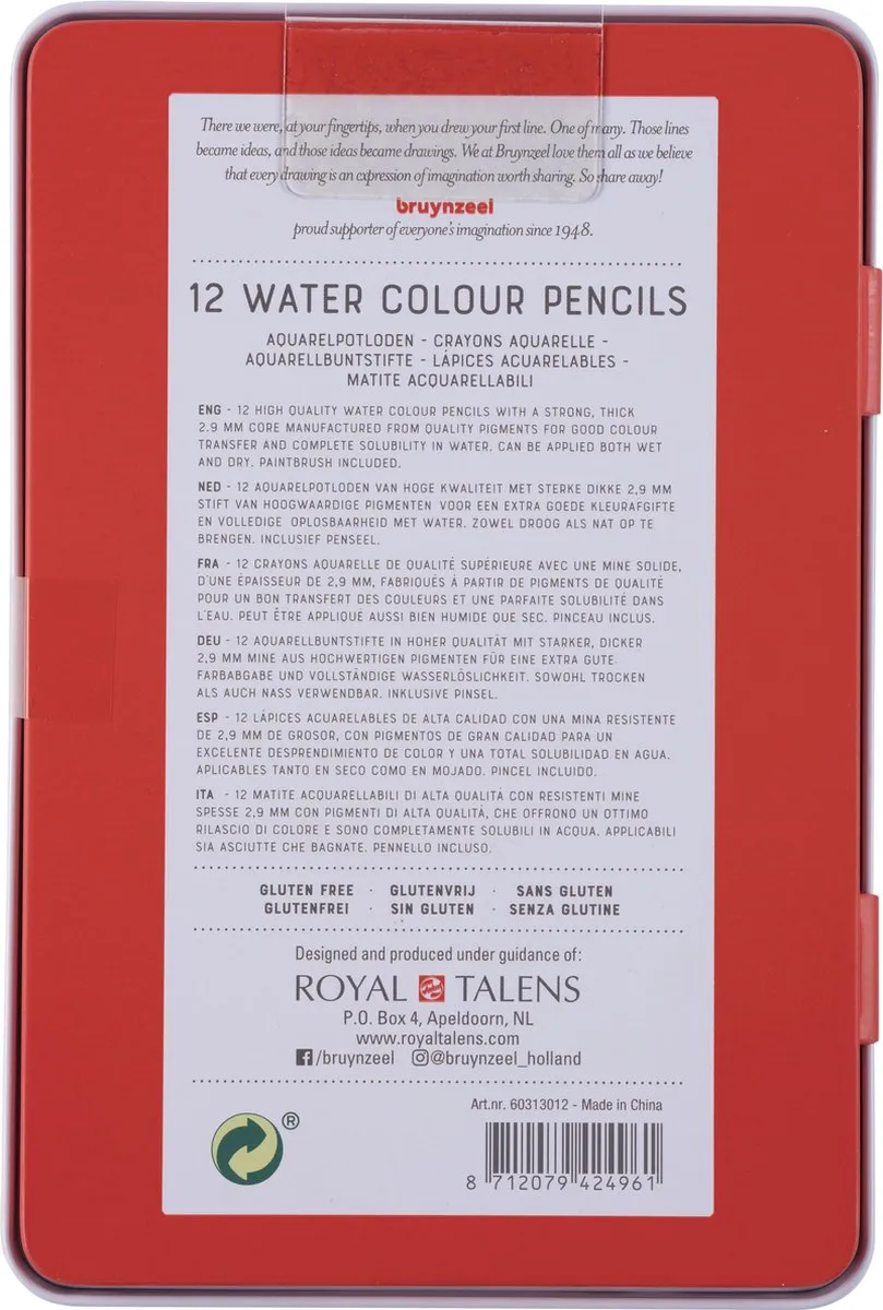 Bruynzeel Expression Aquarelpotloden 12-delig - met penseel