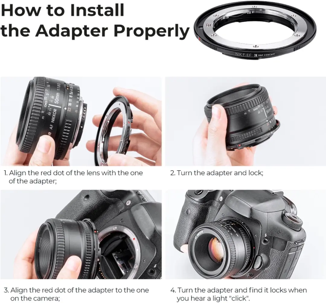 K&F Concept Nikon F op Canon EOS EF Adapter KF06.088 - Zwart