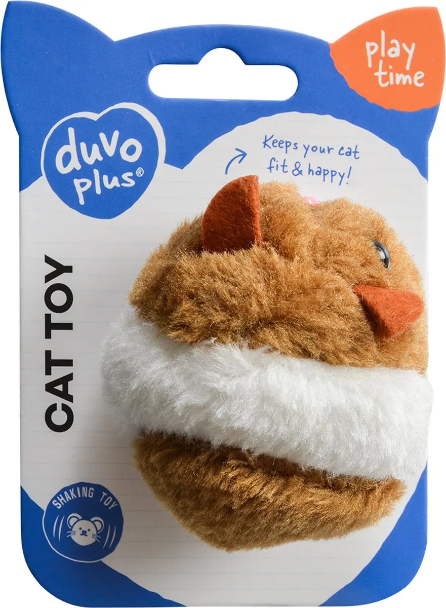 DuvoPlus Shaking Berry Muis Speelgoed Kat - Bruin/wit