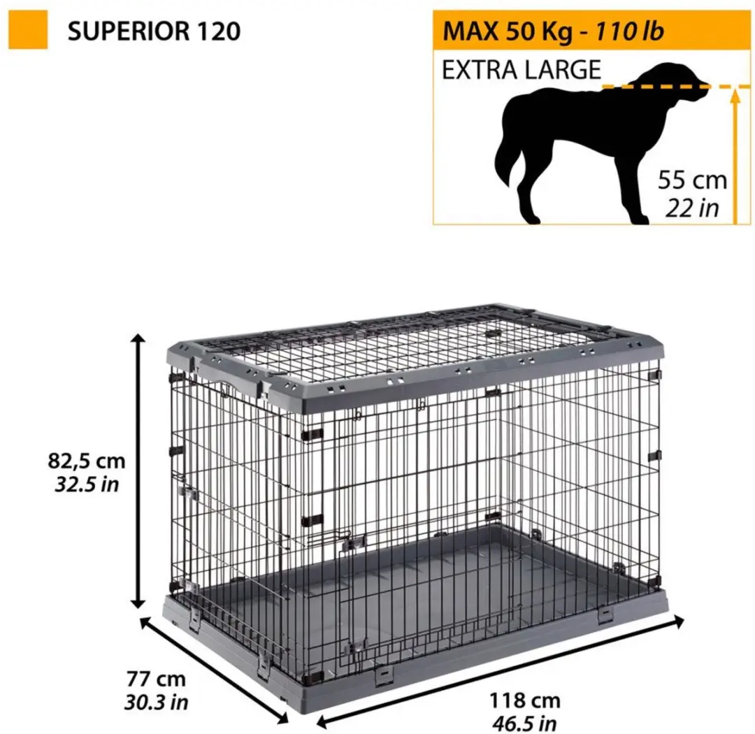 Ferplast Superior Hondenbench 118x77x82cm Grijs