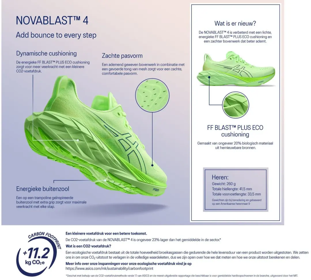 ASICS NOVABLAST 4 Hardloopschoenen 44 - Illuminate Green/Lime Burst - afbeelding 6 van 6