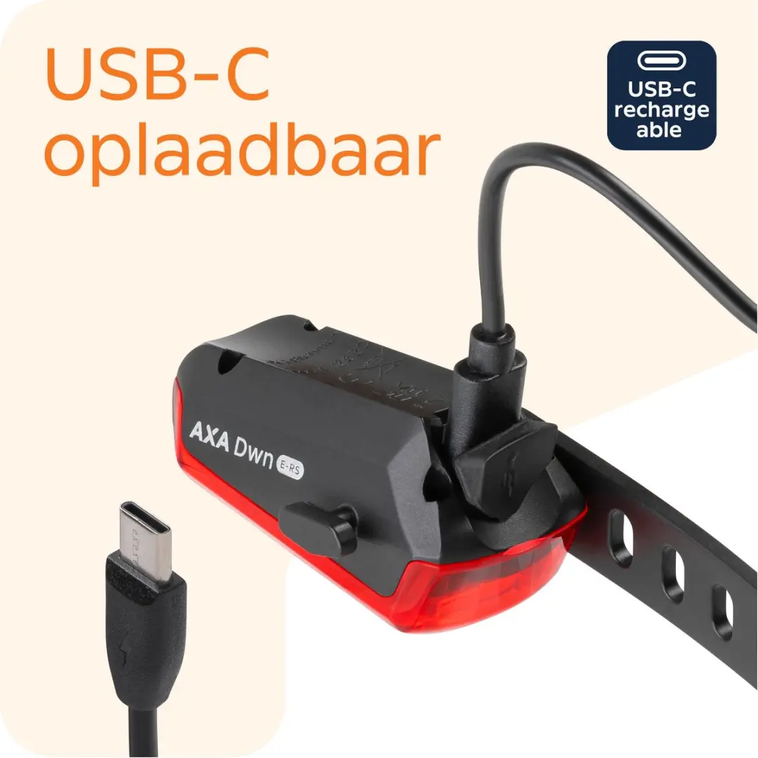 AXA Dwn Rear USB Achterlicht - Remlicht & Noodremlicht 40 Candela - Zwart