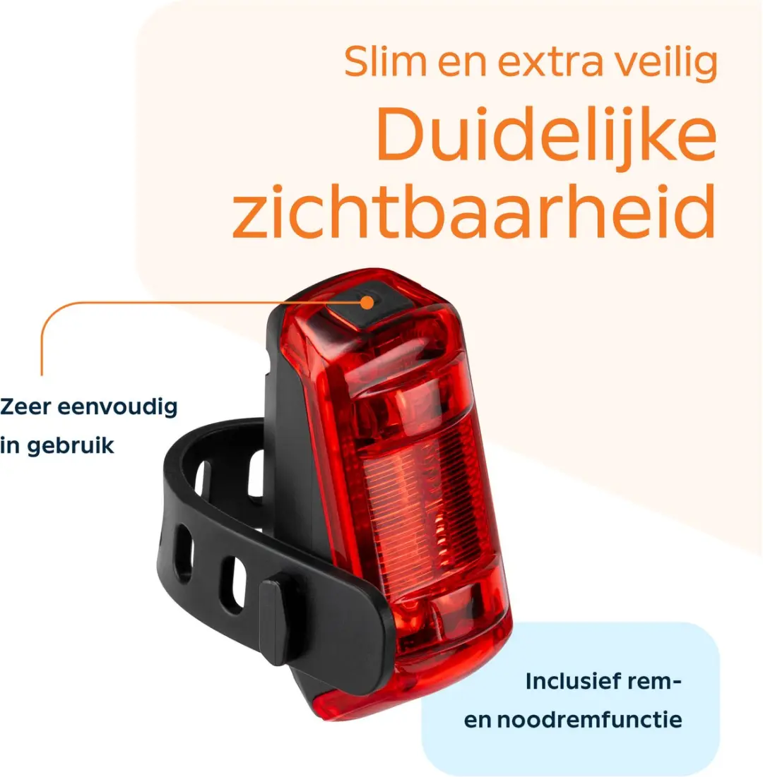 AXA Dwn Rear USB Achterlicht - Remlicht & Noodremlicht 40 Candela - Zwart