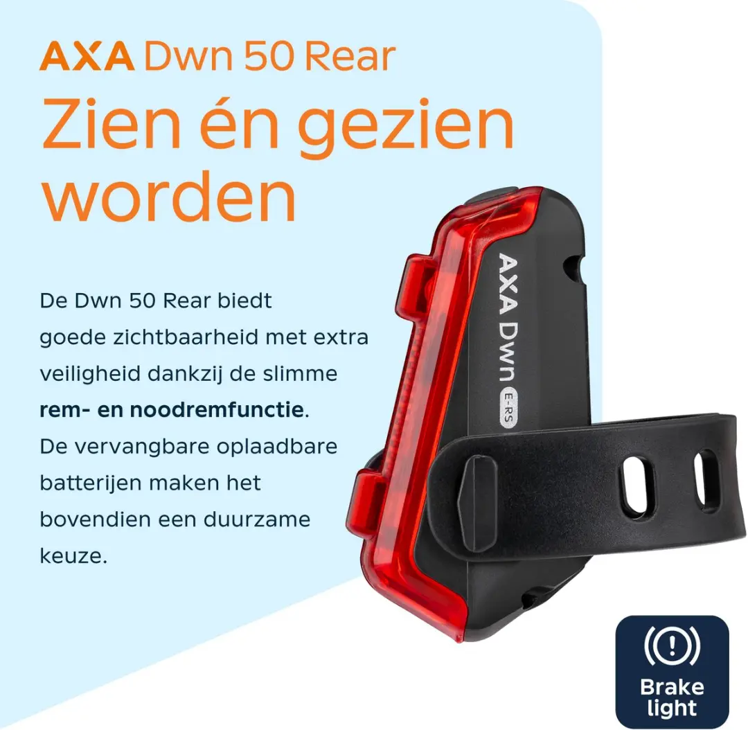 AXA Dwn Rear USB Achterlicht - Remlicht & Noodremlicht 40 Candela - Zwart