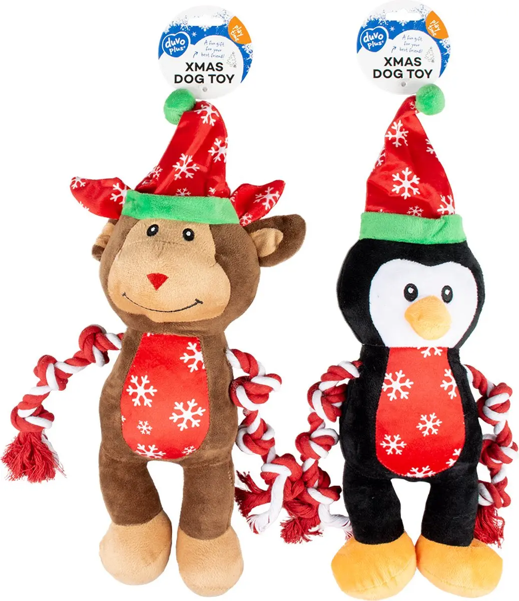 Duvo Xmas Pluche Pinguïn & Rendier 43x39x10cm