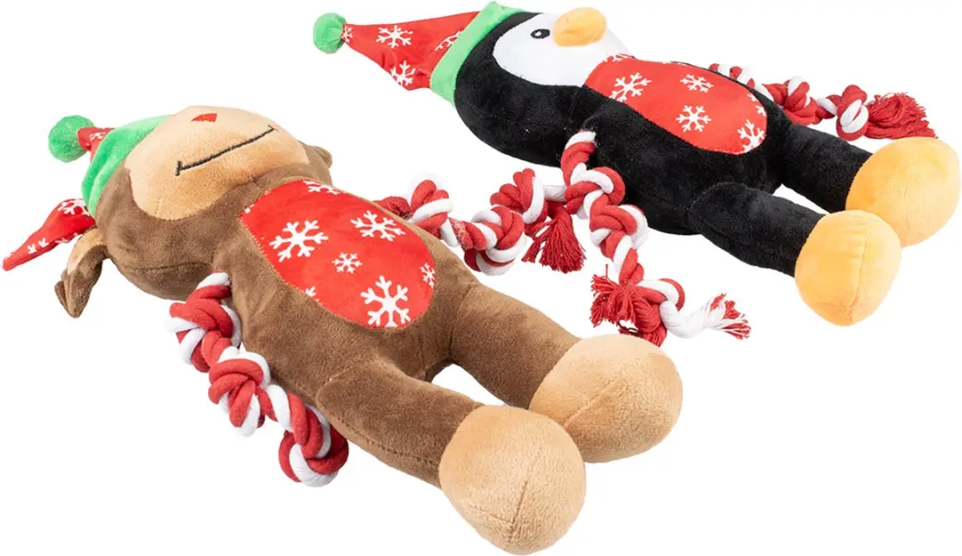 Duvo Xmas Pluche Pinguïn & Rendier 43x39x10cm - Gemengde Kleuren