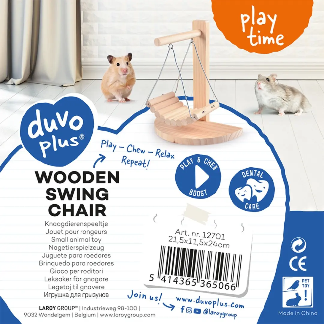 DuvoPlus Houten Schommelstoel voor Knaagdieren 21,5x11,5x24cm
