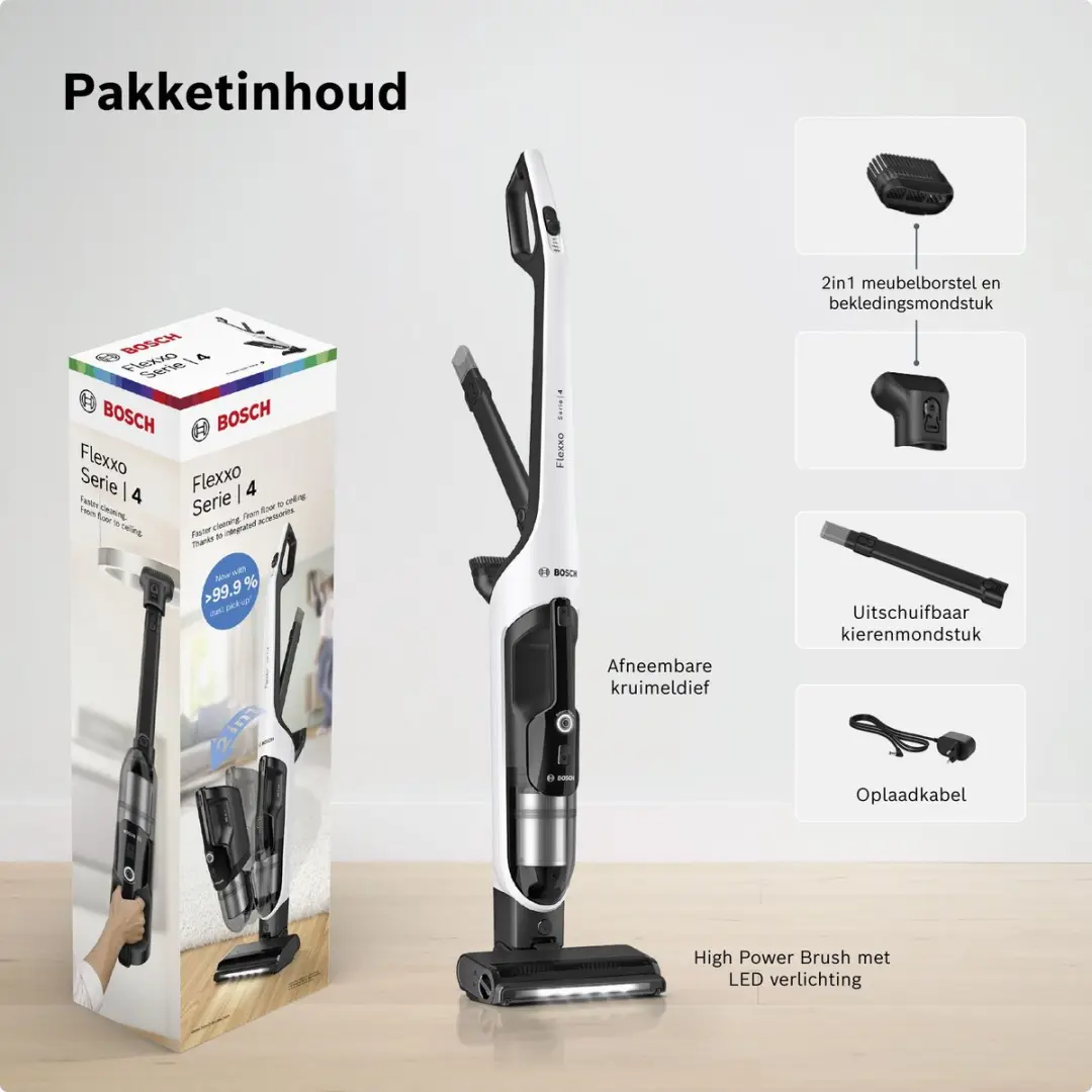 Bosch Serie 4 Flexxo BHH4WM28 Draadloze Stofzuiger - Wit