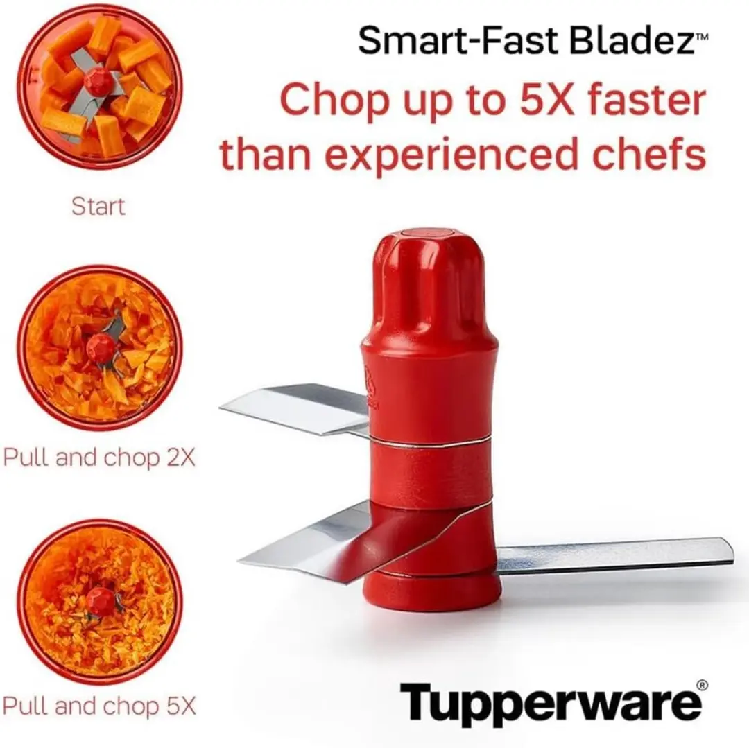 ECTEATOY Food Chopper 300ml - Roestvrij staal - Rood - afbeelding 3 van 6