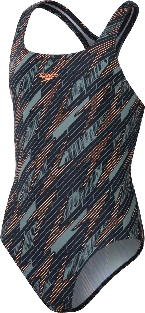 Speedo Meisjes Hyperboom Medalist Badpak 140 - Blauw/Groen/Oranje - afbeelding 5 van 6