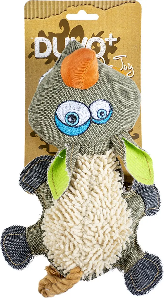 DuvoPlus Speelgoed Hond Canvas Neushoorn 27x16x11cm - Gemengde Kleuren