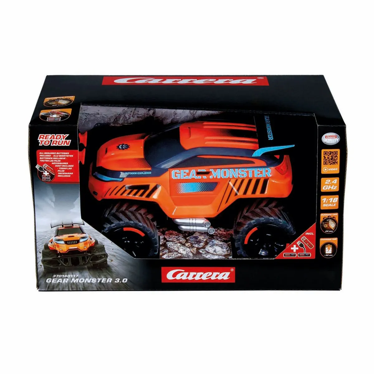 Carrera Gear Monster 3.0 RC Monster Truck CAR370180117 - 1:18 - 2,4GHz - Oranje