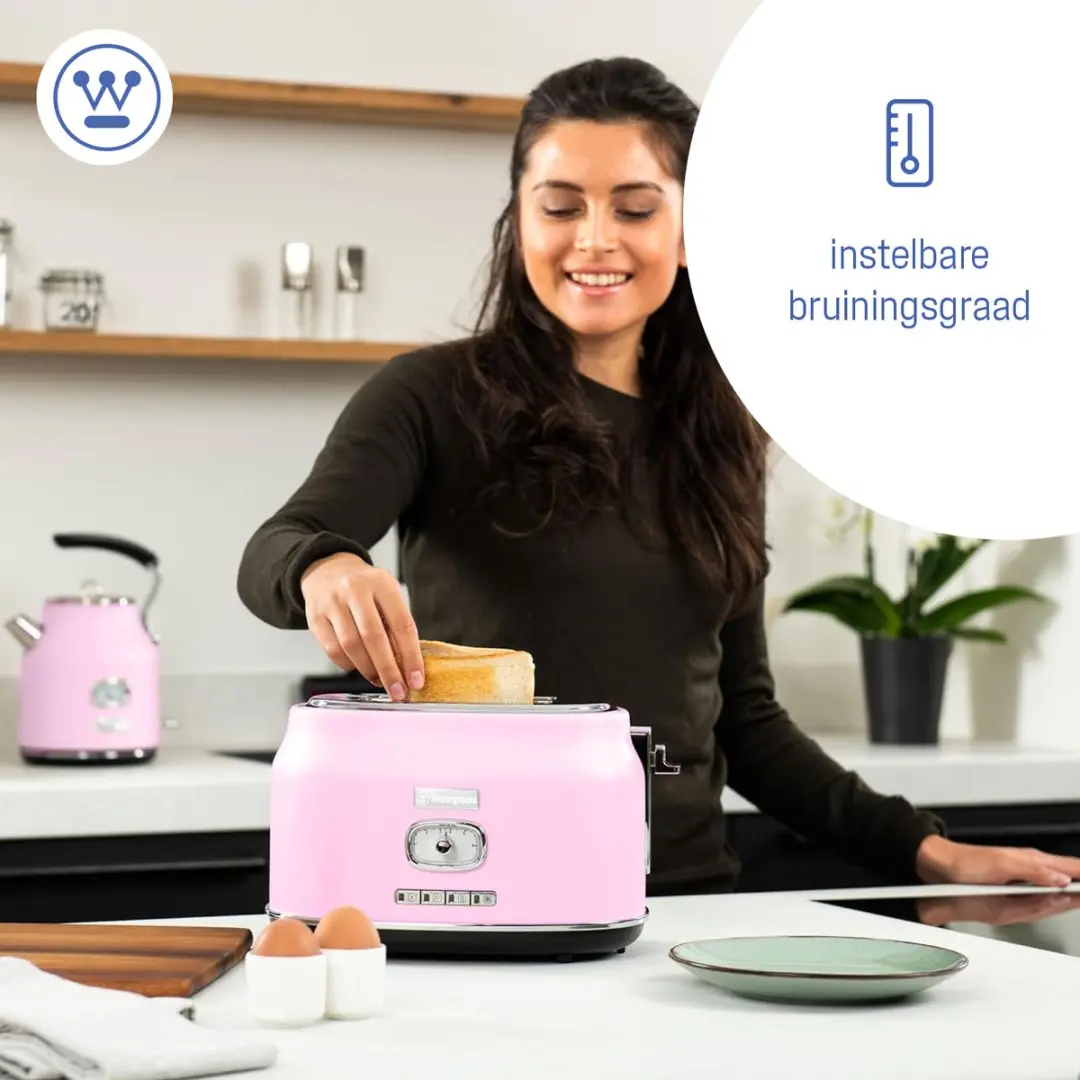 Westinghouse WKTTB857 Roze Broodrooster 2 Sneden 815W