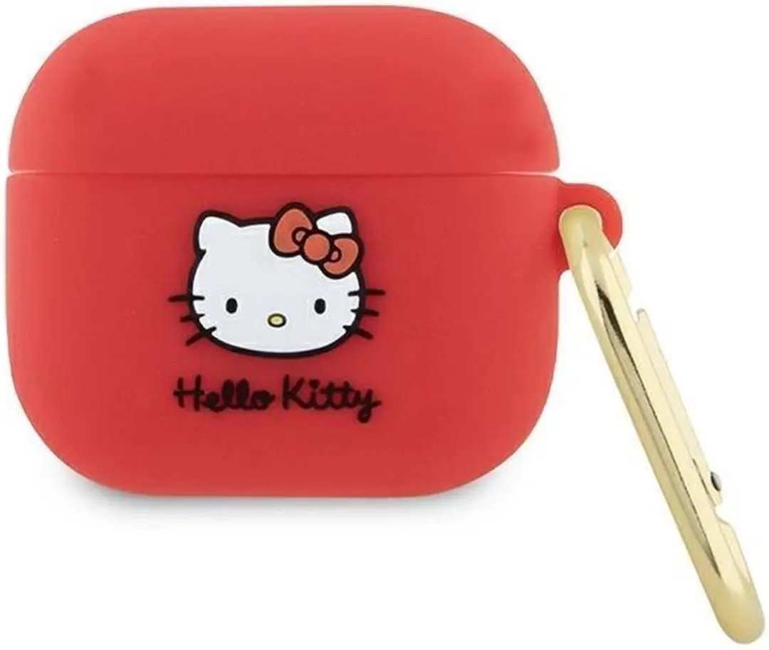 Hello Kitty Siliconen 3D Kitty Hoofdhoes AirPods 3 - Rood - afbeelding 4 van 5