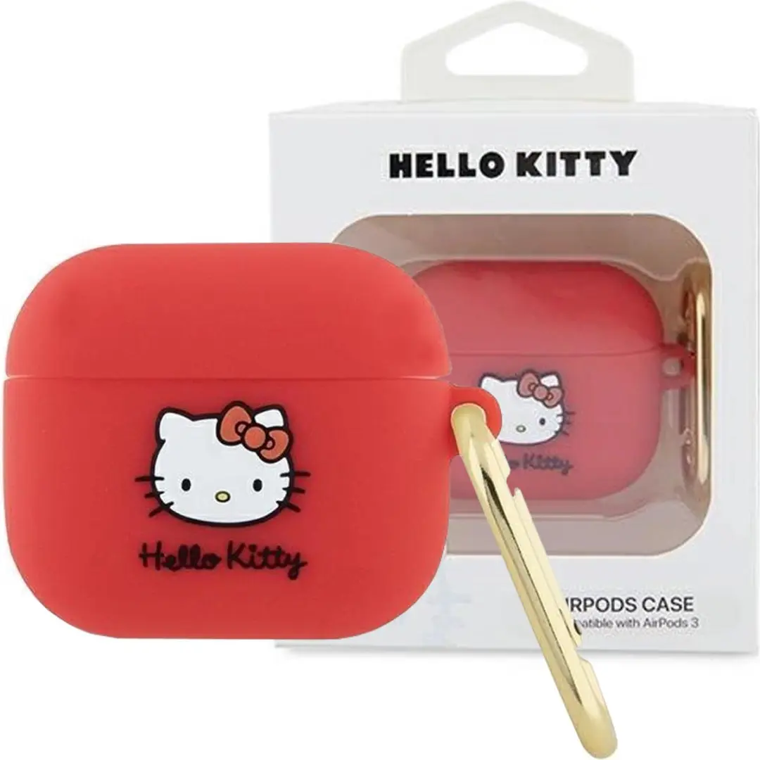 Hello Kitty Siliconen 3D Kitty Hoofdhoes AirPods 3 - Rood - afbeelding 5 van 5