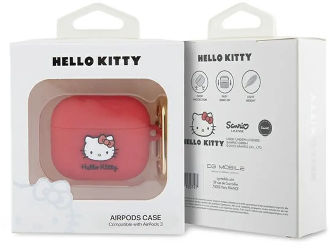 Hello Kitty Siliconen 3D Kitty Hoofdhoes AirPods 3 - Rood - afbeelding 3 van 5