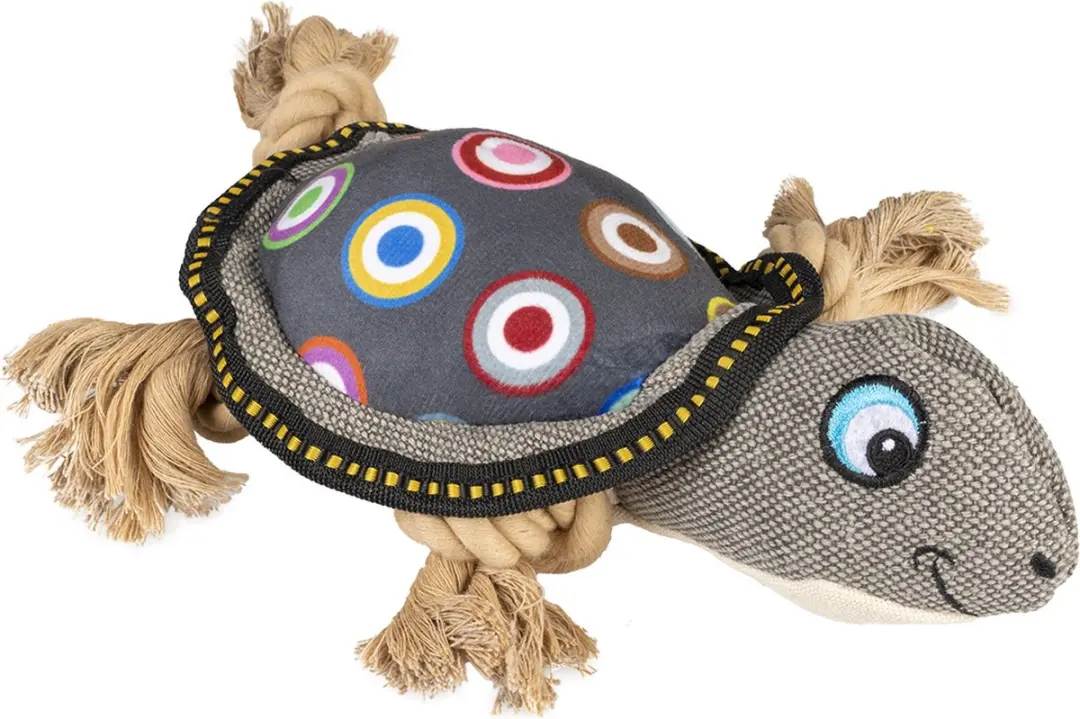 DuvoPlus Speelgoed Hond Canvas Schildpad Grijs