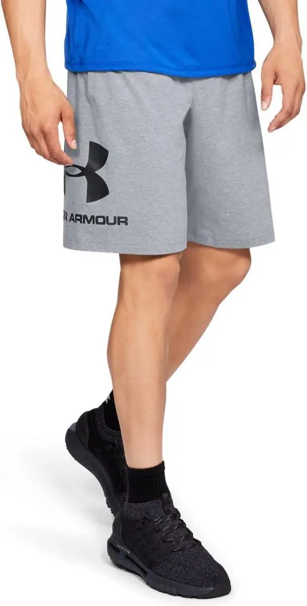 Under Armour Sportstyle Cotton Logo Short Heren - Maat L - Steel Light Heather
