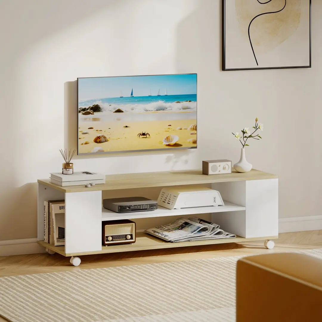 ECTEATOY Zwevend TV-meubel 120x40x38,5cm - Wit - afbeelding 4 van 6