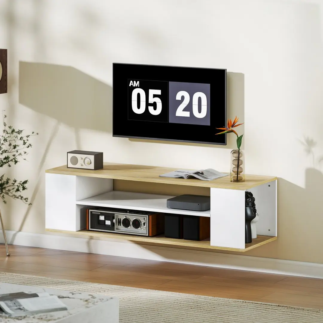 ECTEATOY Zwevend TV-meubel 120x40x38,5cm - Wit - afbeelding 5 van 6