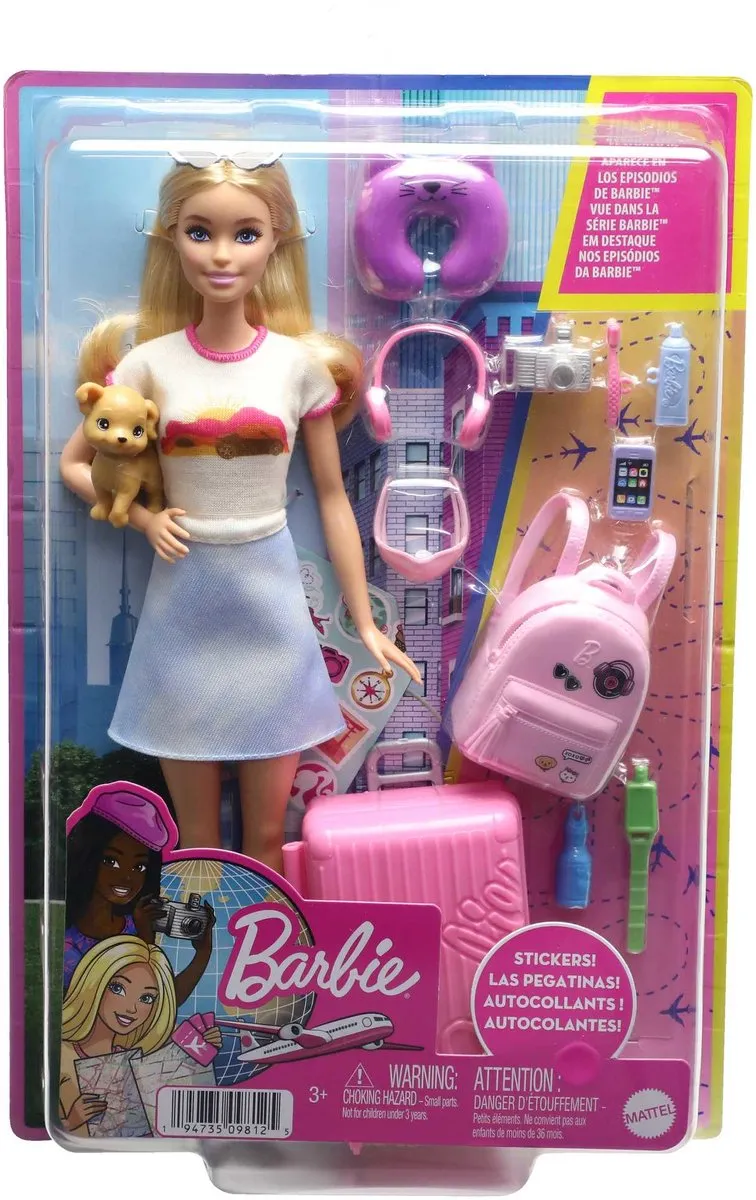 Barbie Pop met Roze Koffer Reisaccessoires