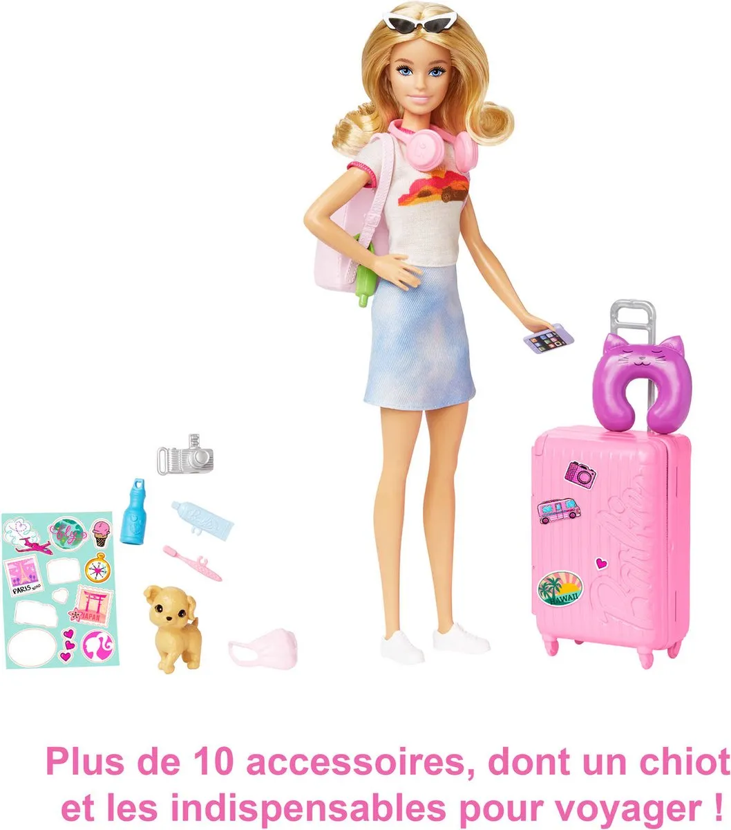 Barbie Pop met Roze Koffer Reisaccessoires