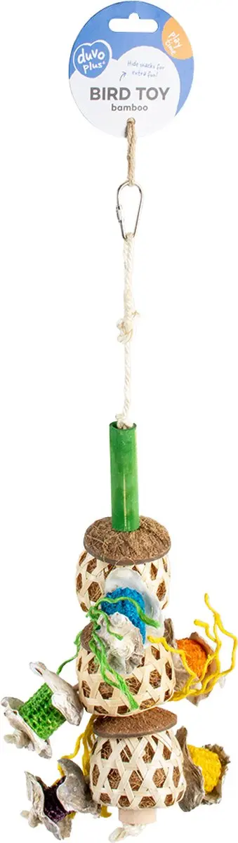 DuvoPlus Forage Triple Coco & Bamboe Ballen Vogel - Meerkleurig