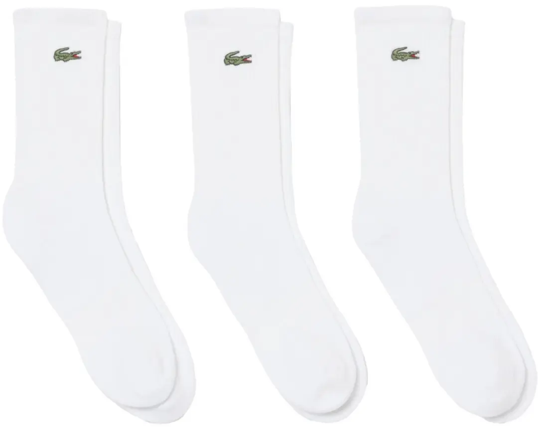 Lacoste Crocodile Logo Unisex Sportsokken 3 Stuks - Wit - 39-42