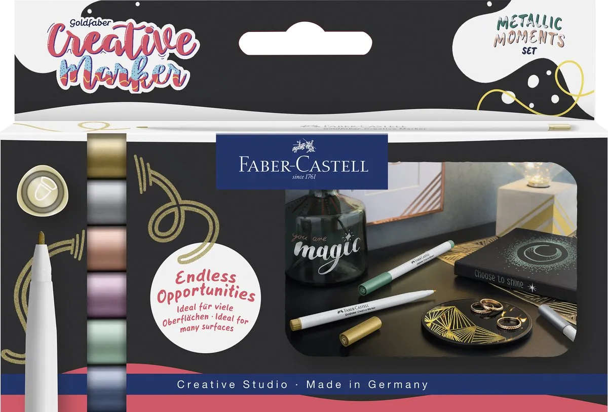 Faber-Castell Goldfaber Metallic Moments Brushpen Set - 6 Stuks