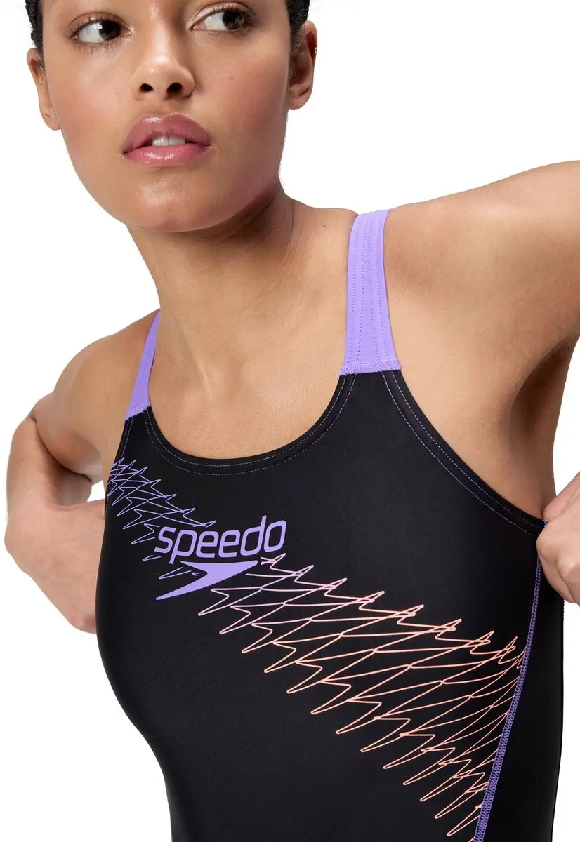 Speedo Medley Logo Medalist Badpak Dames - 40 - Zwart/Paars