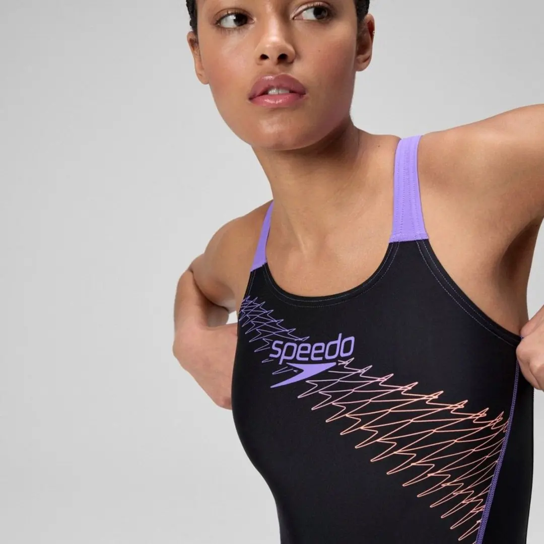 Speedo Medley Logo Medalist Badpak Dames - 40 - Zwart/Paars