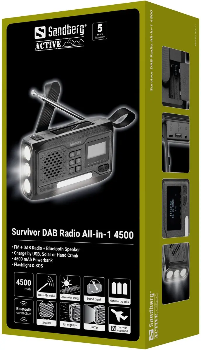 Sandberg Survivor Radio All-in-1 421-17 DAB-radio - Zwart