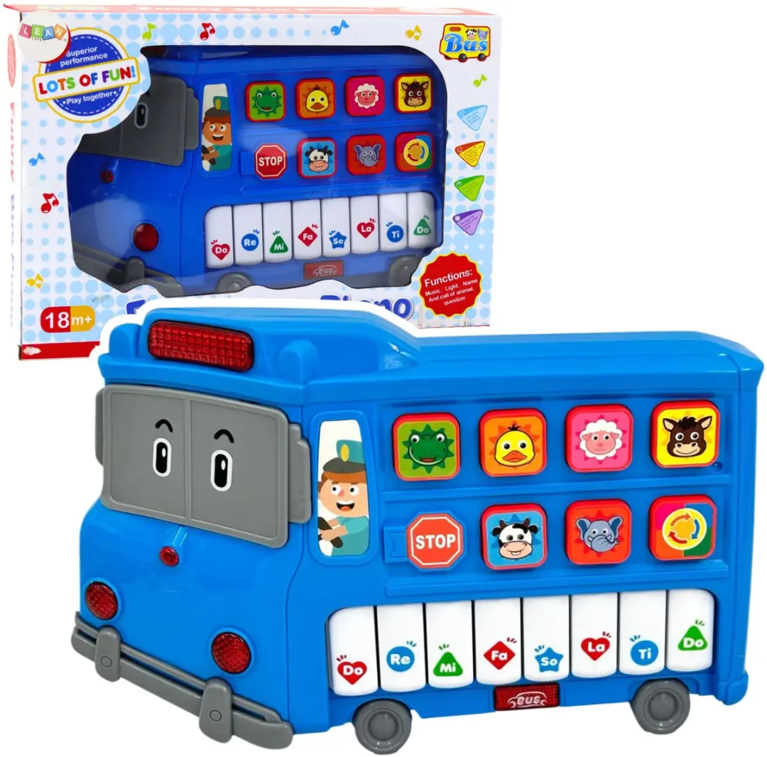 Lean Toys Elektrische Piano Peuters Blauwe Bus