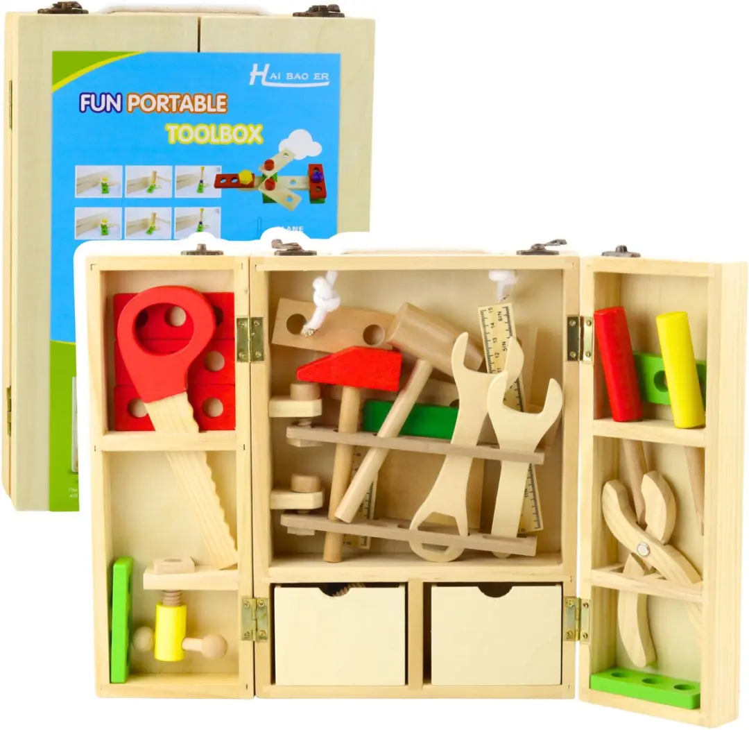 Lean Toys Meerkleurige Houten Klusjesset 35-delig
