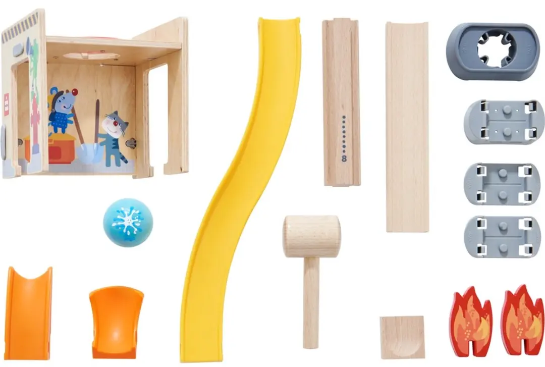 Haba Kullerbü Knikkerbaan Brandweer - 15-delig Multicolor