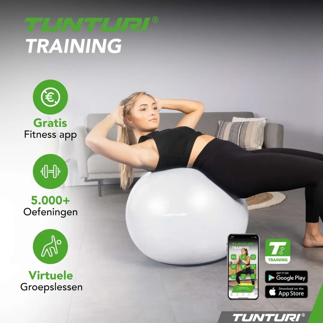 Tunturi Anti Burst Fitnessbal 90cm - Wit