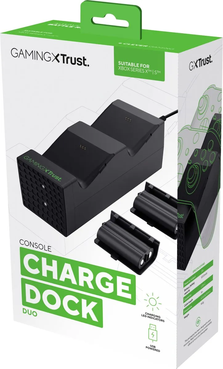 Trust GXT 250 Dubbel Oplaaddock Xbox Series X/S - Zwart
