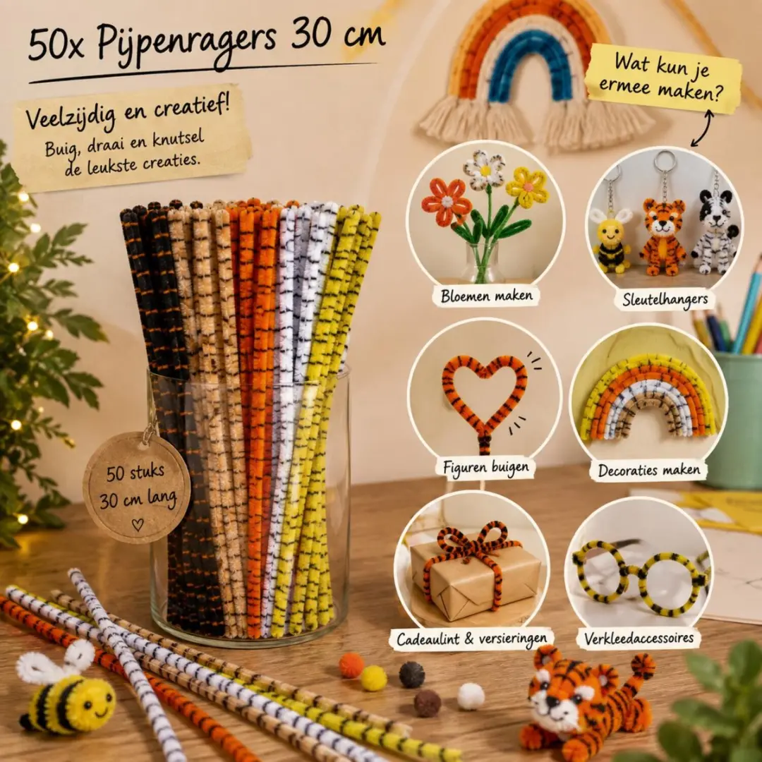 Rayher Chenilledraad Dierenprints - 50 Stuks