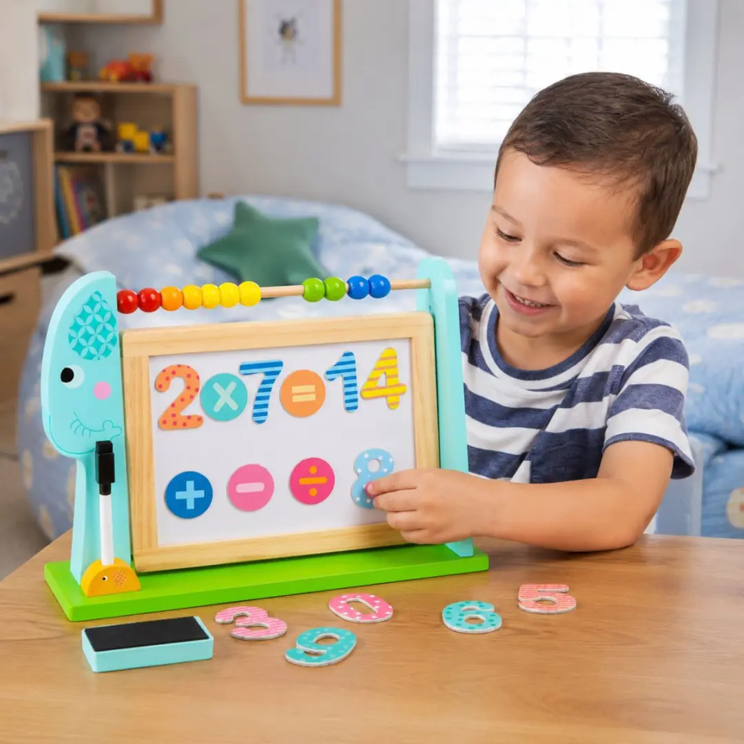 Tooky Toy Houten Dubbelzijdig Magnetisch + Krijtbord - Meerkleurig