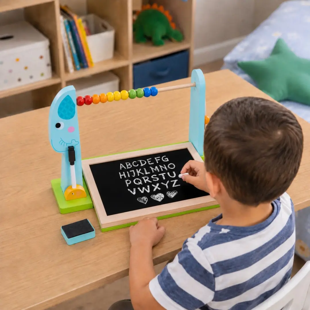 Tooky Toy Houten Dubbelzijdig Magnetisch + Krijtbord - Meerkleurig