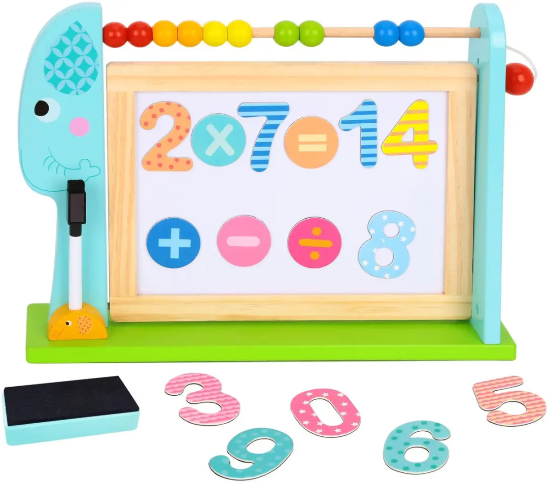 Tooky Toy Houten Dubbelzijdig Magnetisch + Krijtbord - Meerkleurig