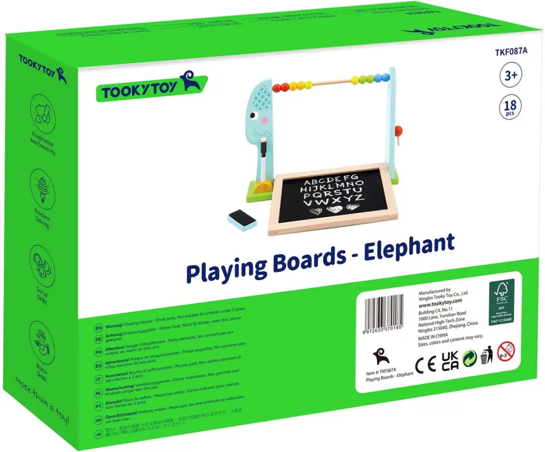 Tooky Toy Houten Dubbelzijdig Magnetisch + Krijtbord - Meerkleurig