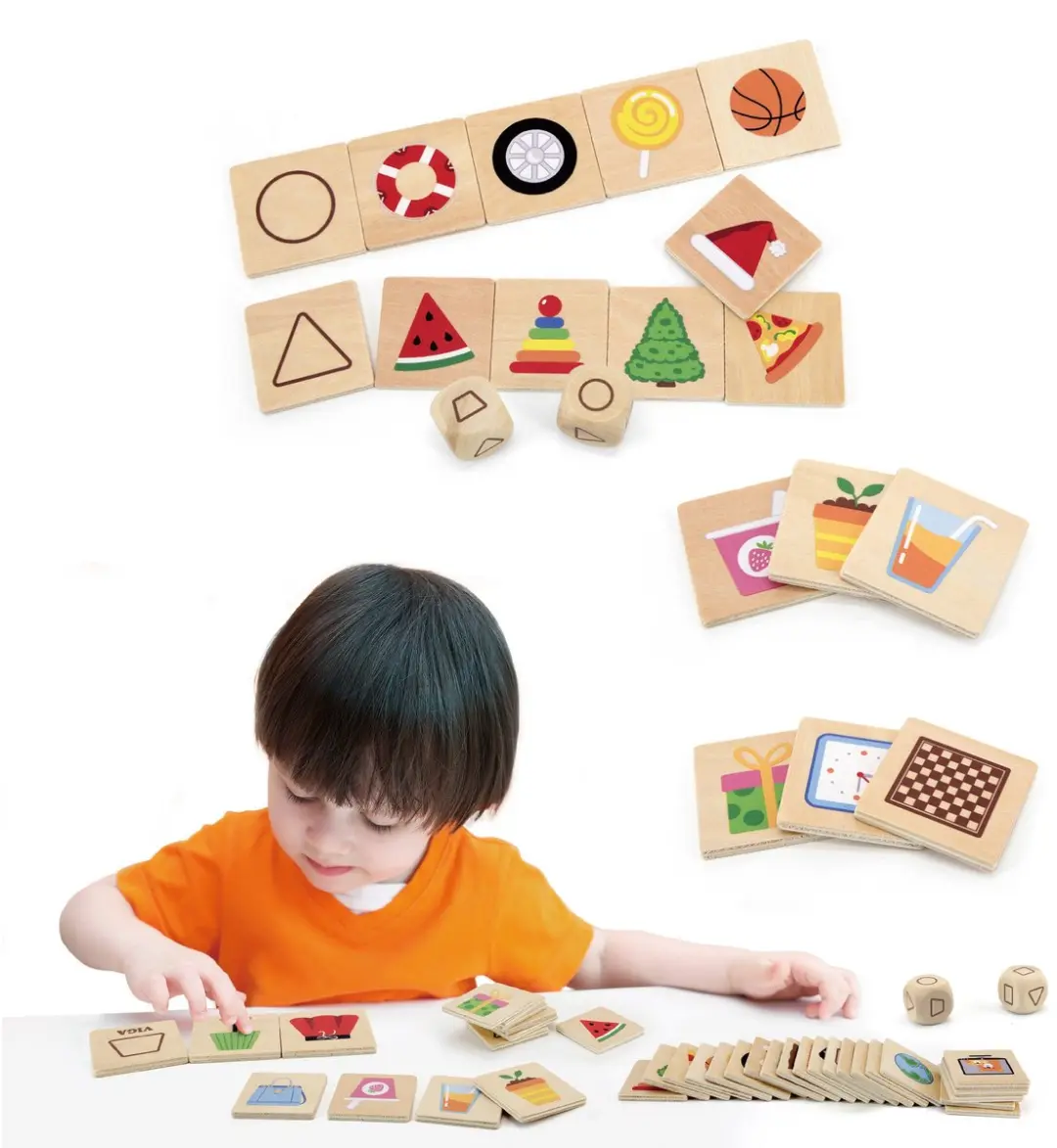 VIGA Houten Legpuzzel Match Shapes 37 Stuks