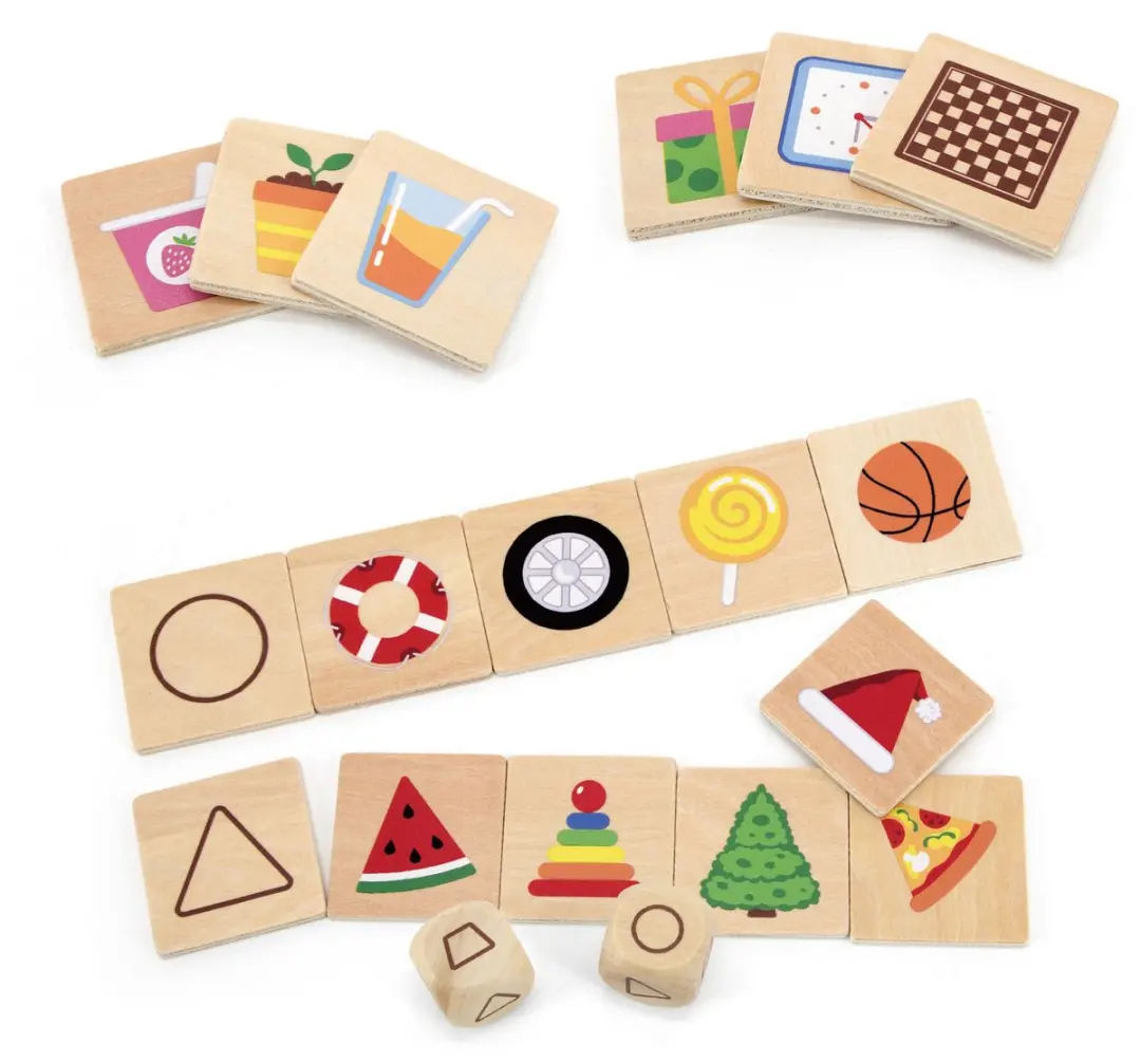 VIGA Houten Legpuzzel Match Shapes 37 Stuks - Meerkleurig