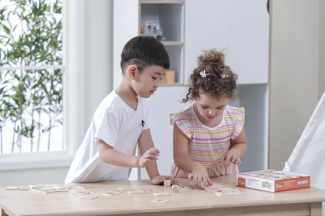 VIGA Houten Legpuzzel Match Shapes 37 Stuks - Meerkleurig