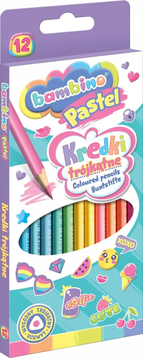Bambino Pastel Driehoekige Kleurpotloden - 12 Stuks