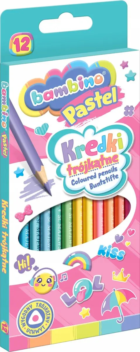 Bambino Pastel Driehoekige Kleurpotloden - 12 Stuks