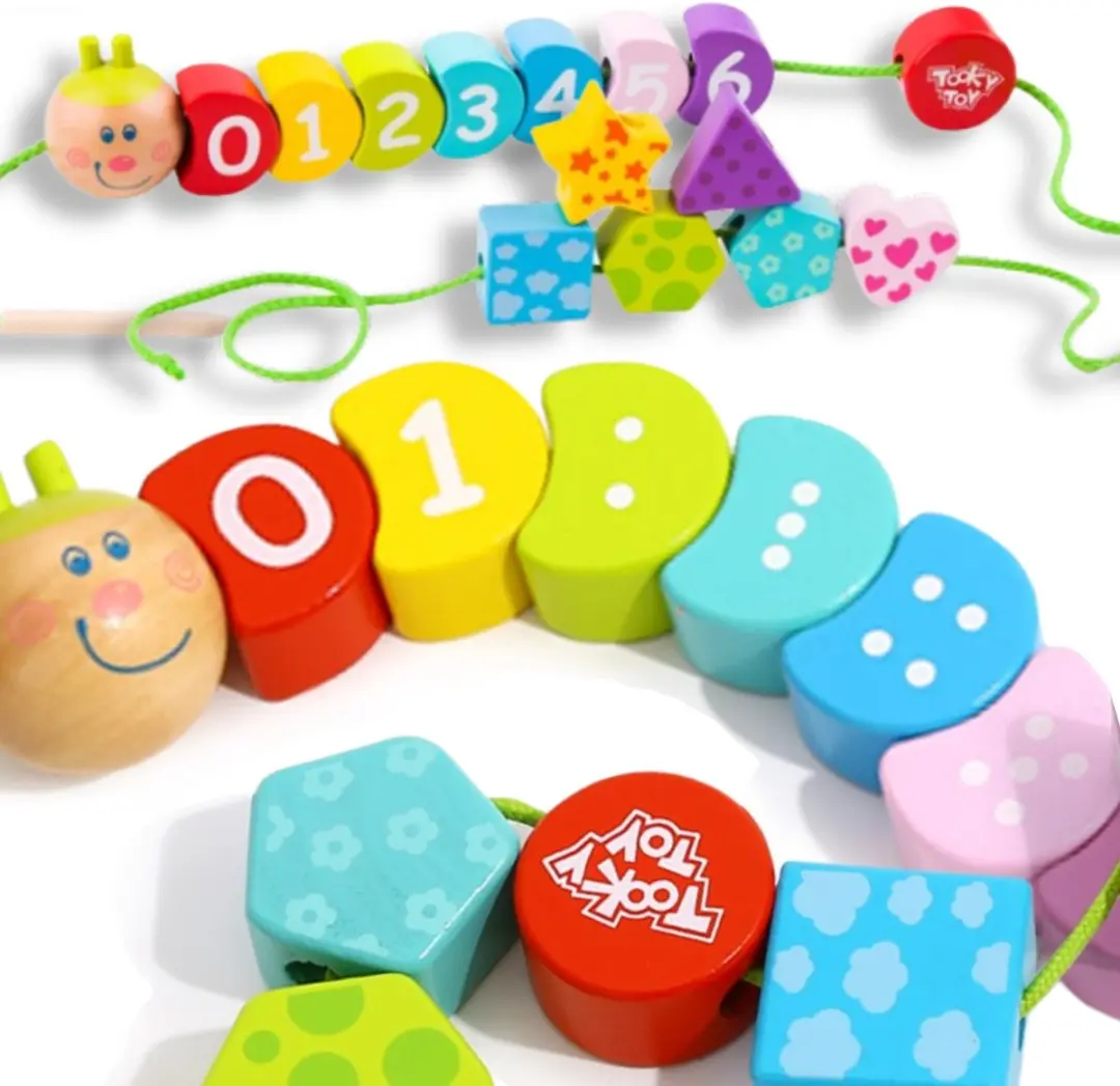 Tooky Toy Houten Rijgblokken Caterpillar
