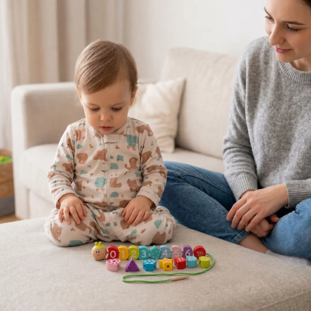 Tooky Toy Houten Rijgblokken Caterpillar - 20 Stuks - Meerkleurig