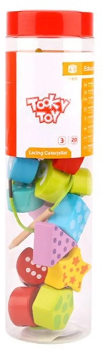 Tooky Toy Houten Rijgblokken Caterpillar - 20 Stuks - Meerkleurig - afbeelding 6 van 6